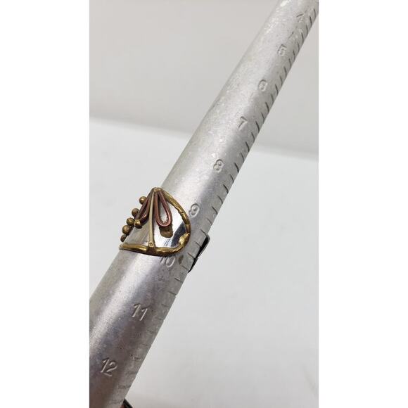 Mixed Metal Ring Brutalist MCM Chunky Cuff Adjustable 3D Biker Large Size Artist - Picture 7 of 14